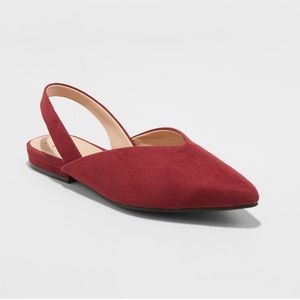 A New Day Burgundy Pam V Throat Sling Back Mules